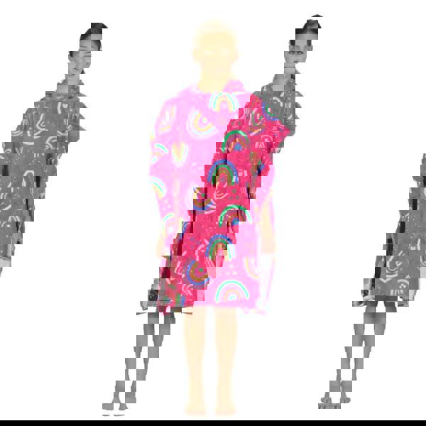 Zoggs Rainbow Magenta Kids Poncho Hooded Towel Robe - Pink