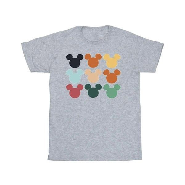 Disney Mens Mickey Mouse Heads Square T-Shirt - Sports Grey