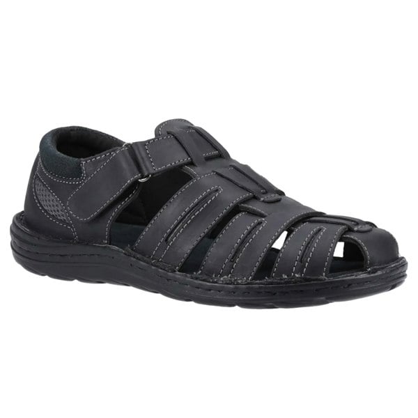 Hush Puppies Mens Albert Fisherman Leather Sandals - Black