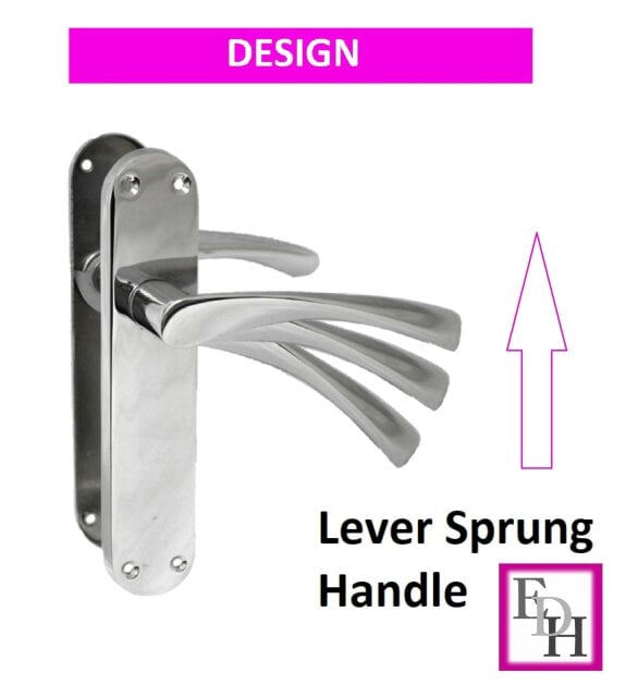 EDH Door Hardware Polished Chrome Twist Door Handle,Interior Latch Lever on Long Back Plate