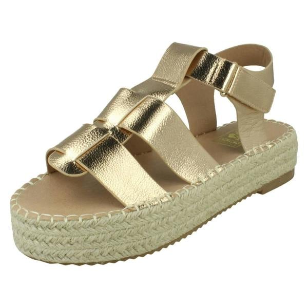 Down to Earth Ladies Down to Earth Gladiator Platform Espadrille with Ankle Strap F12084