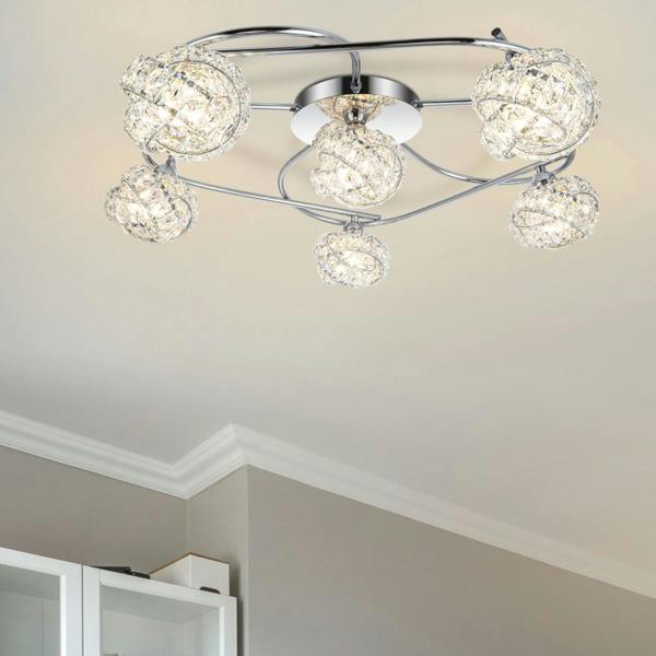 COSYLYTE Mirri 6 Light Glass Beaded Shade Ceiling Light - Chrome