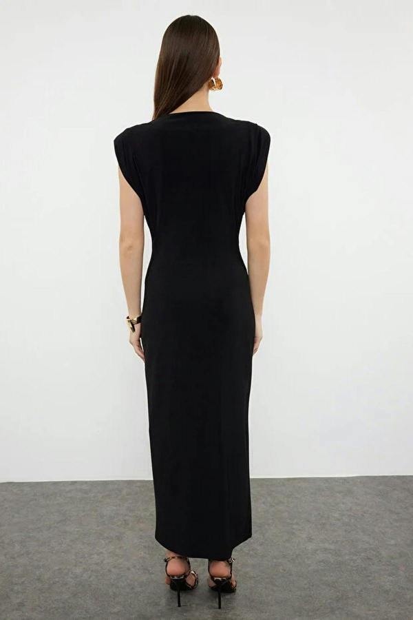 Padded Draped Bodycon Midi Dress