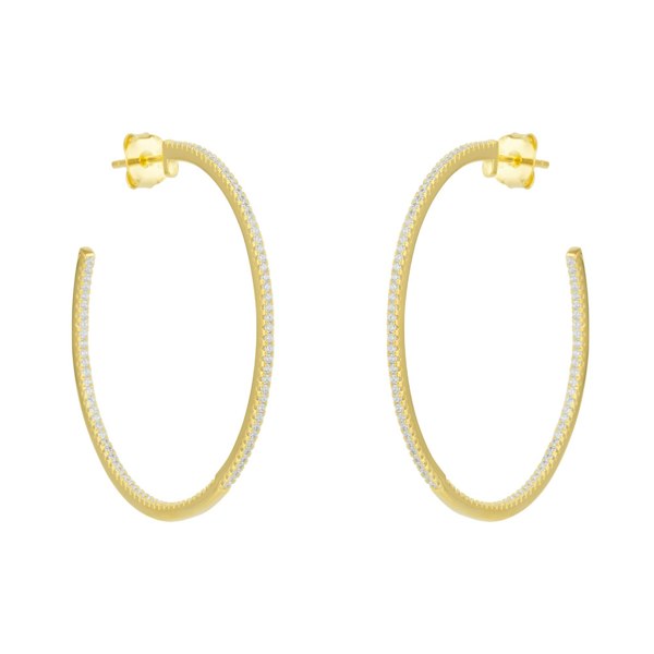Spero London Sterling Silver Large Stud Hoop Earring With Interior Gemstones