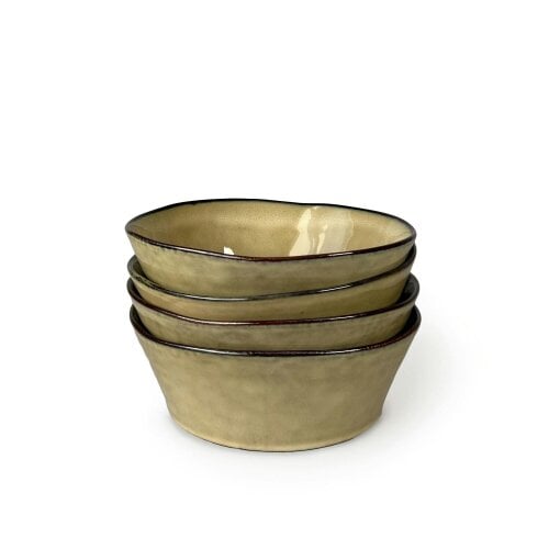 Scandi Home Oslo Ceramic Bowls, Set of 4, 17.5cm, Oatmeal Reactive Glaze