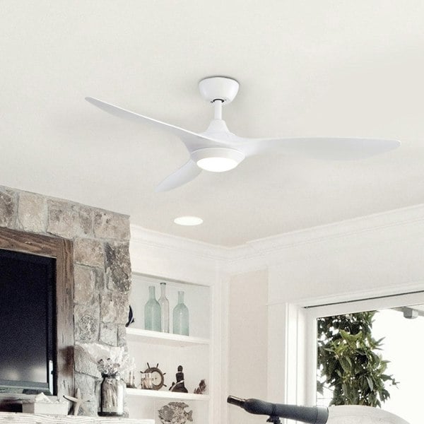 52inch Reversible Ceiling Fan W/Light Remote Control 3/5 Blades 5 Speed Timer Ceiling Light Living and Home White 3 Fans