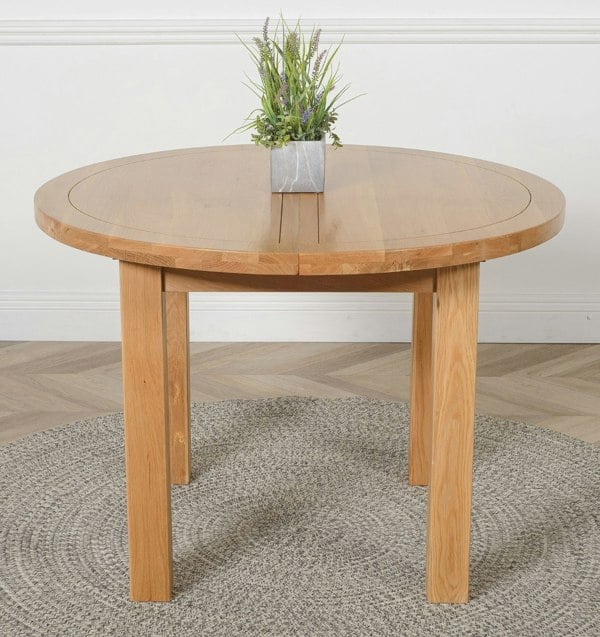 That's Furniture Edmonton Round Extendable Oak Dining Set with Washington Fabric Chairs