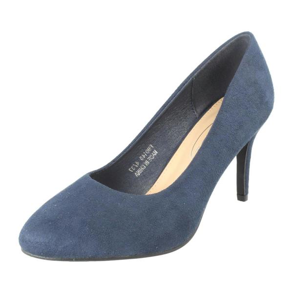 Spot On Ladies Spot On Wide Fit 8cm High Heel Court Shoes F90148
