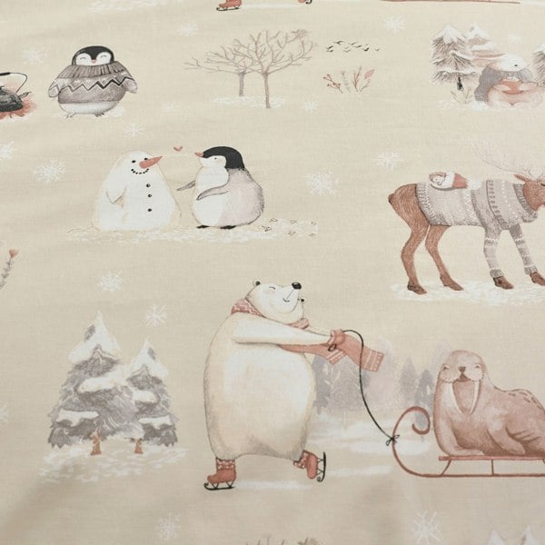 Catherine Lansfield Winter Friends Sherpa Duvet Cover Set Natural