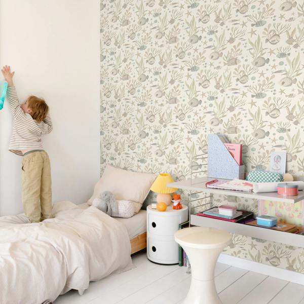 Grandeco Nemo Sealife Fish Nursery Textured Wallpaper, Blue