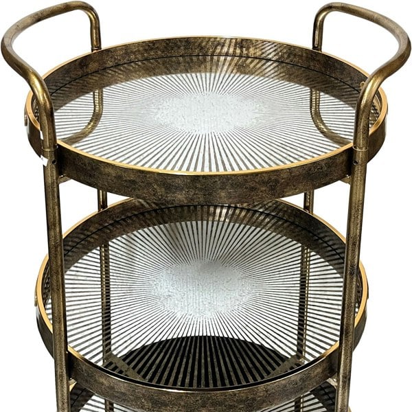 Maison des Cadeaux Gold Rustic 3-Tier Drinks Trolley