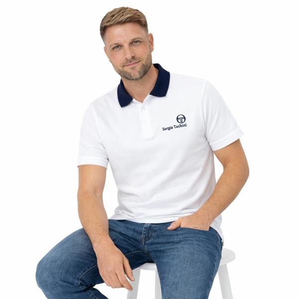 Sergio Tacchini Bondi Polo Shirt White/Maritime Blue/Mango Mint