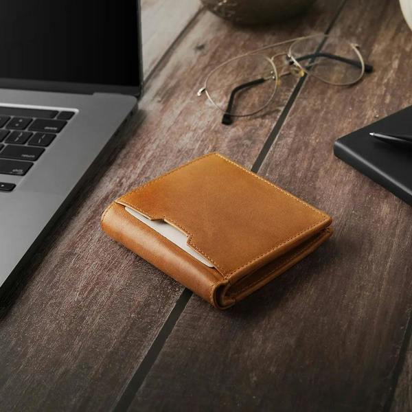 Leather Wallet with Coin Pocket – Alexander Alperto Tan 03