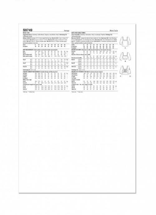 Simplicity Sewing Pattern 9749, Tops for Women, K5 (8-10-12-14-16) - Intermediate