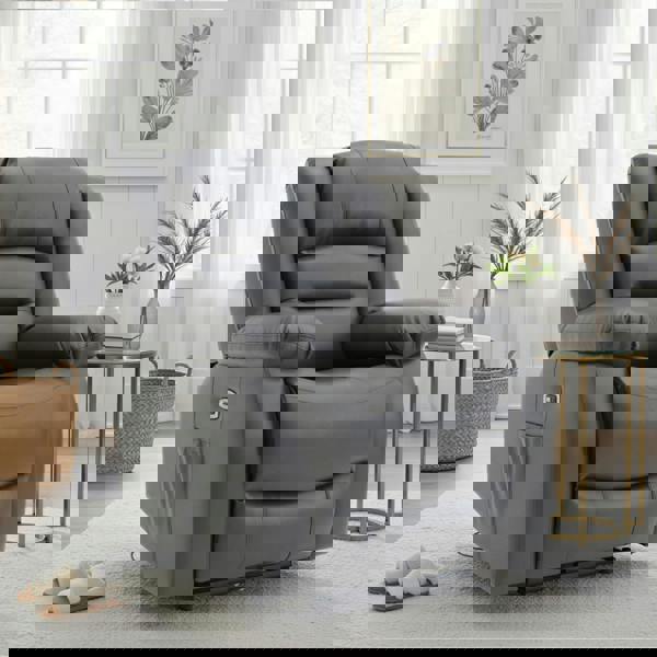 Furnishings For Less Arlo Black or Grey Leather Like Electric Reclining Armchair