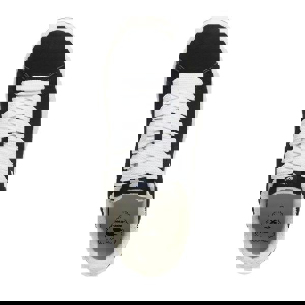 Rocket Dog Board Womens Casual Lace Up Skate Court Shoes Trainers, black and white sneakers with white laces and a comfortable ankle collar.