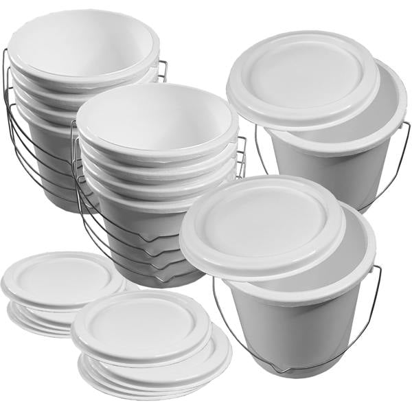 Ketoplastics Plastic Paint Kettle Container with Metal Handle and Lid - Buckets, Tubs, Mixing Pots, Paint Kettle with Lids - 2.5L - 10 Pack