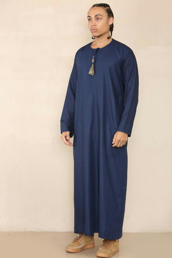 Infinity Leather Mens Thobe Jubba Saudi Islamic Arab Eid Emirati Kaftan Jubbah Tassel Robe