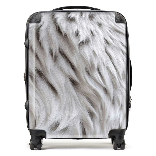 Warren Reed White Tiger Fur Design Suitcase