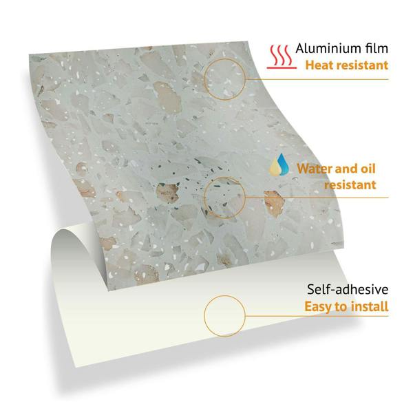 WALPLUS Marble Terrazzo Metallic Silver Wall Tile Sticker Set 96 pcs | Modern Home Decor