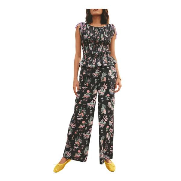Cath Kidston Womens/Ladies Cotton Island Print Straight Leg Trousers - Black/Pink - 