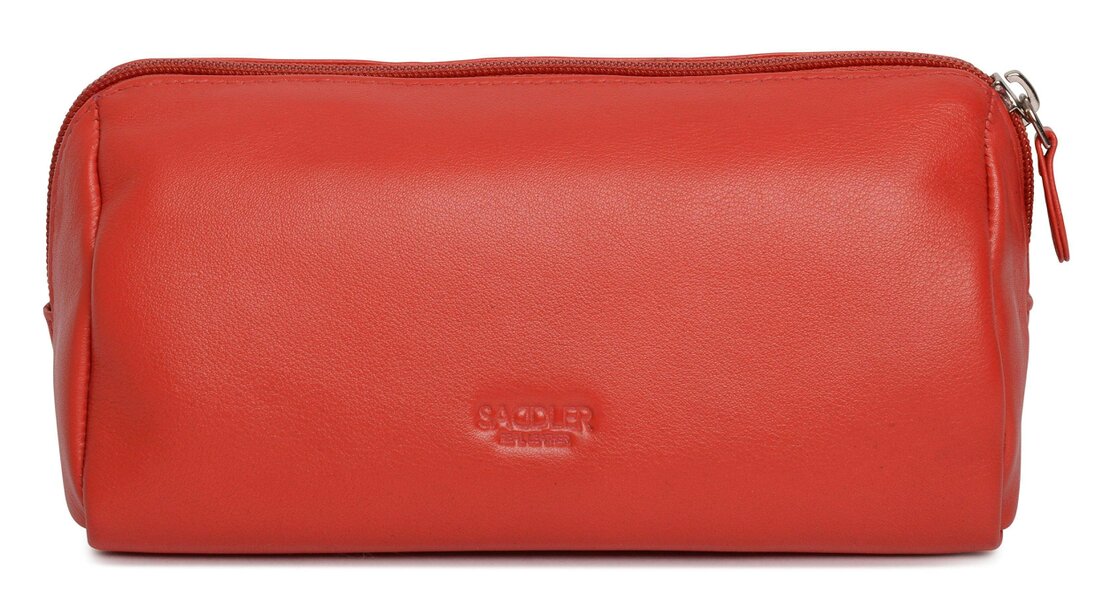 SADDLER MEGAN Leather Zip Top Cosmetic Bag - Large Capacity and Inner Zip Pocket - RFID Protected
