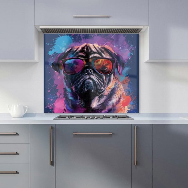 Warren Reed - Designer Vibrant Pug in Sunglasses Kitchen Splashback