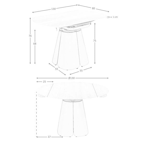 Angel Cerdá Extendable round dining table in porcelain marble and sand-coloured steel 1195
