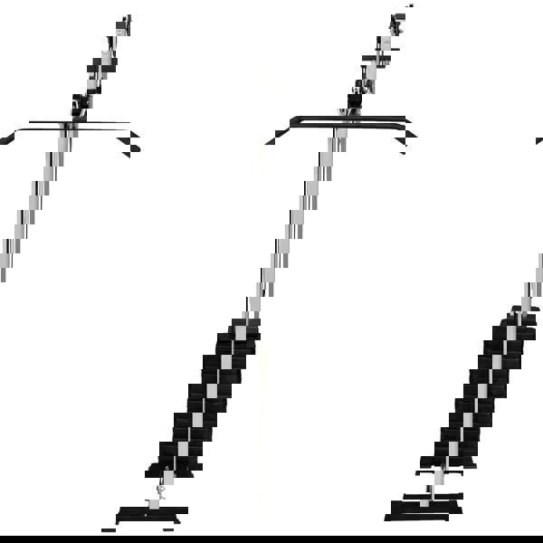 Wall mounted cable pulley machine with sleek silver frame, adjustable pulleys, and stacked weight plates for versatile workouts