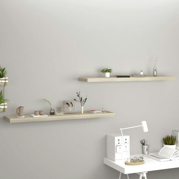 Berkfield Floating Wall Shelves 2 pcs Oak 120x23.5x3.8 cm MDF