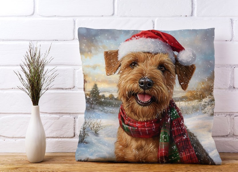 Warren Reed Snowy Christmas Irish Terrier Cushion