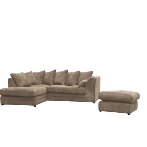 Jumbo Cord Left Hand Corner Sofa With FREE footstool