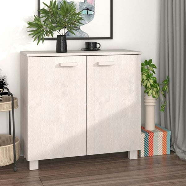 Berkfield Sideboard HAMAR White 85x35x80 cm Solid Wood Pine