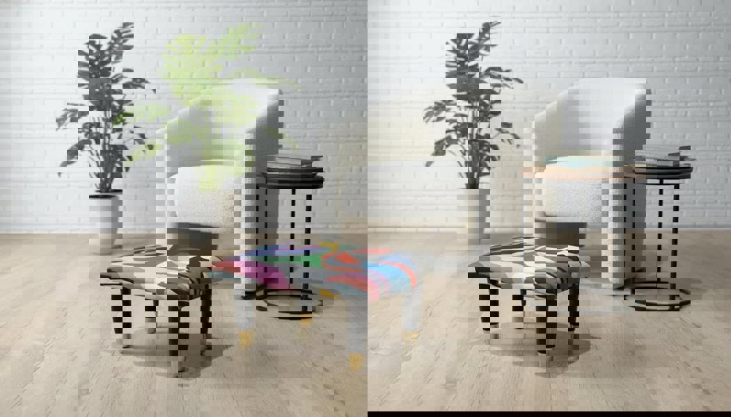 Multi-colour footrest pouffe with detachable wooden legs  ISTOOLS