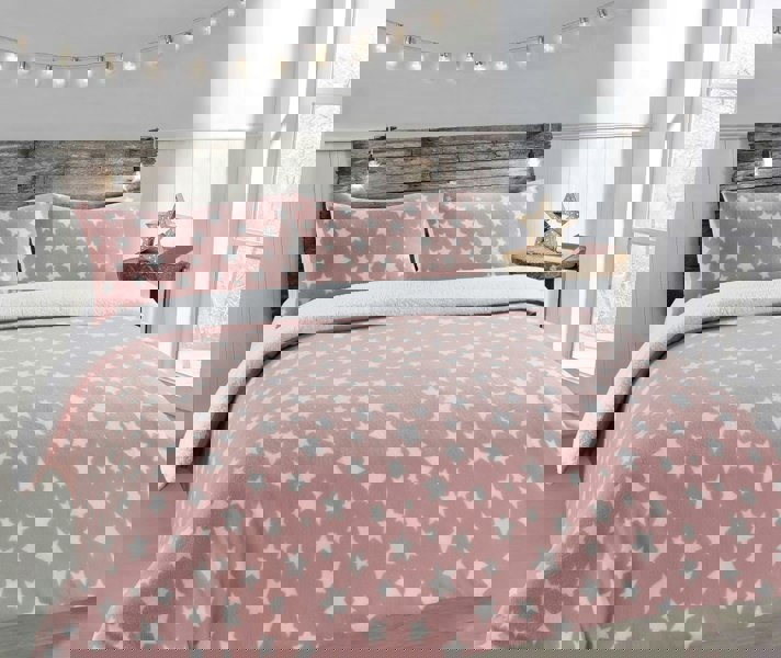 Velosso Teddy Stars Fluffy and Warm Fleece Duvet Cover Set