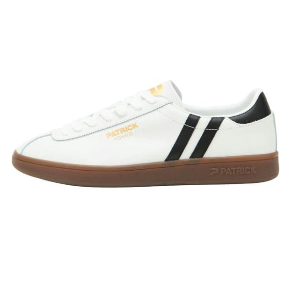 Patrick Mens Monaco Suede Cupsole Trainers - White/Black/Dark Gum