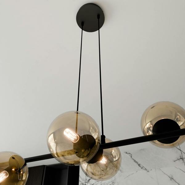 Emibig ROSSI Pendant lamp  6 x E14 Black with Amber Shade