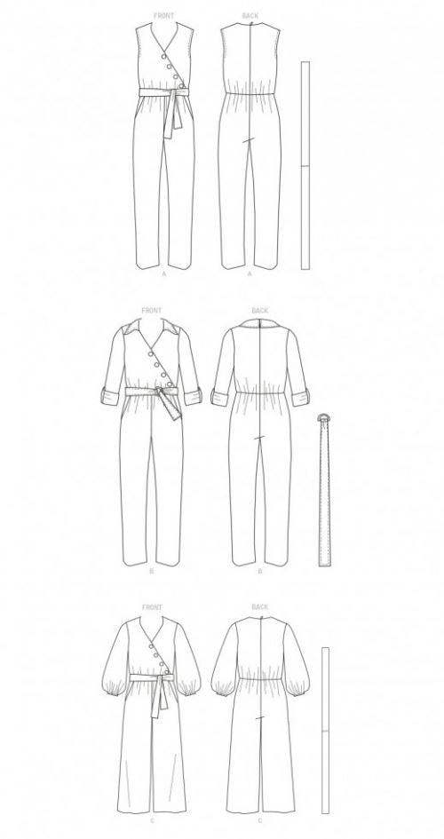 Butterick Sewing Pattern 6881, Jumpsuits, Belts for Women, A5 (6-8-10-12-14) - Intermediate