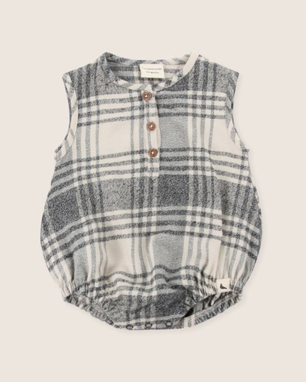 organic cotton Multicolour Brushed Check Print Romper - image 2