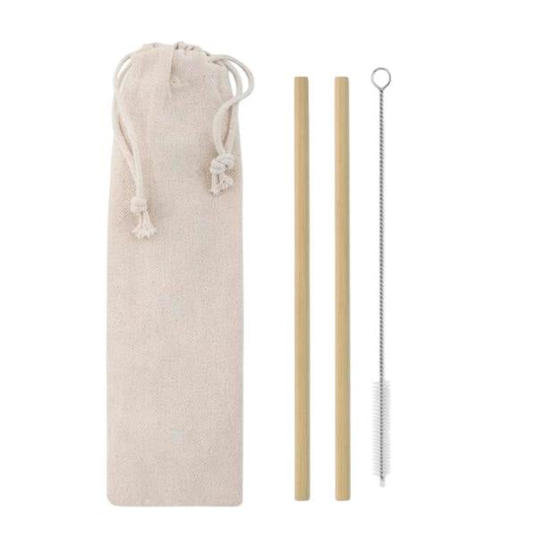 MidOcean Natural Bamboo Straw & Brush - Beige/Steel - 