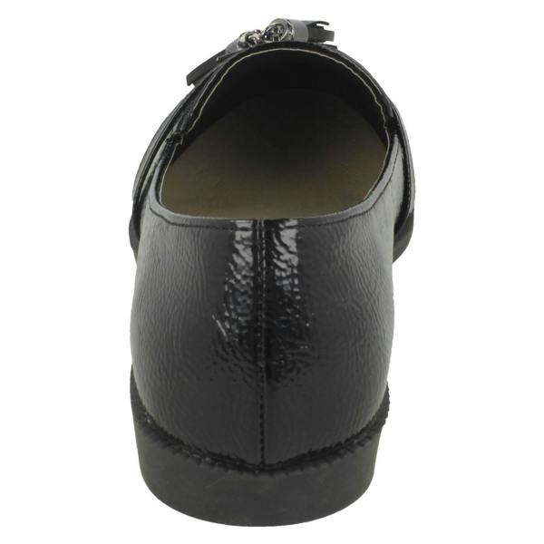 Spot On Ladies Spot On Tassel Trim Loafer Shoes F80418