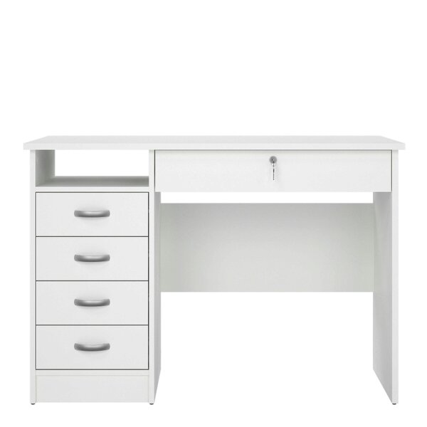 Wyld Haus Billabong White Wooden Office Desk 5 Drawers
