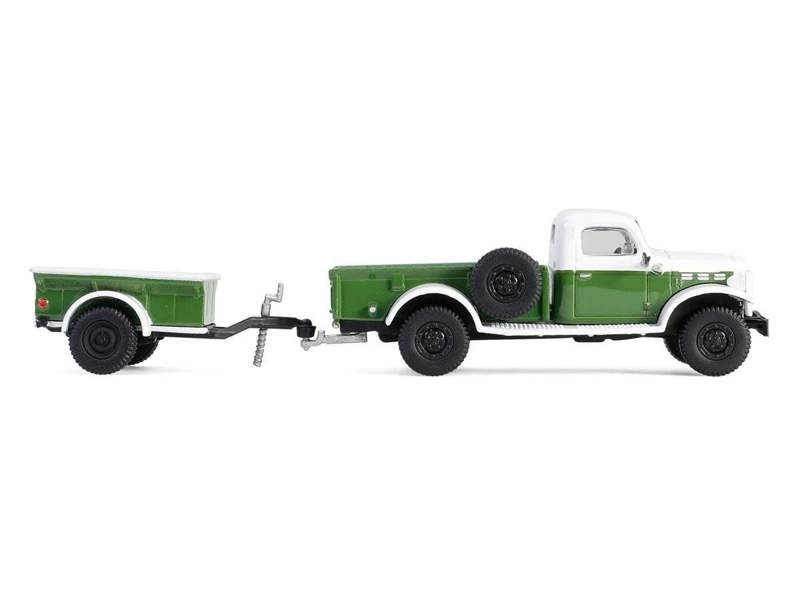 MCSlots 1950 Dodge Power Wagon With 1/4 Ton Cargo Trailer 1:64 Scale Greenlight 32320A