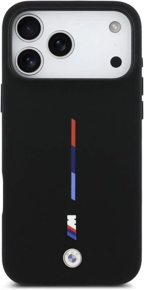 BMW M Series Silicone Tricolor Line Case with MagSafe for iPhone 17 Pro Max 6.9" Black - BMHMP17X25SITMIK