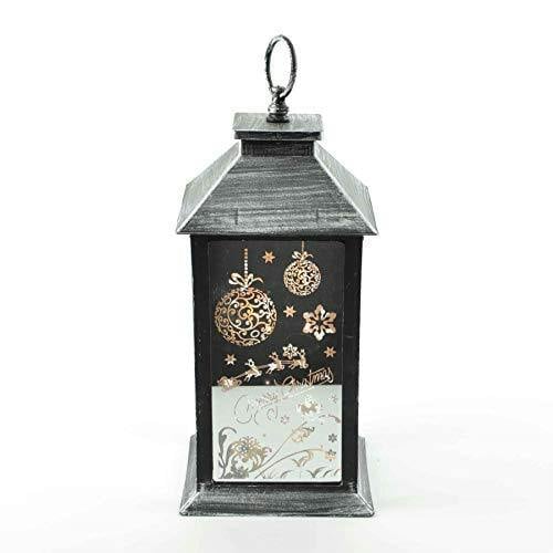 14cm Rustic Silver LED Christmas Lantern with Warm White Lights and PVC Finish image 7