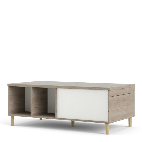 Furniture To Go Rome Coffee Table with Sliding Top in Jackson Hickory Oak and Matt White