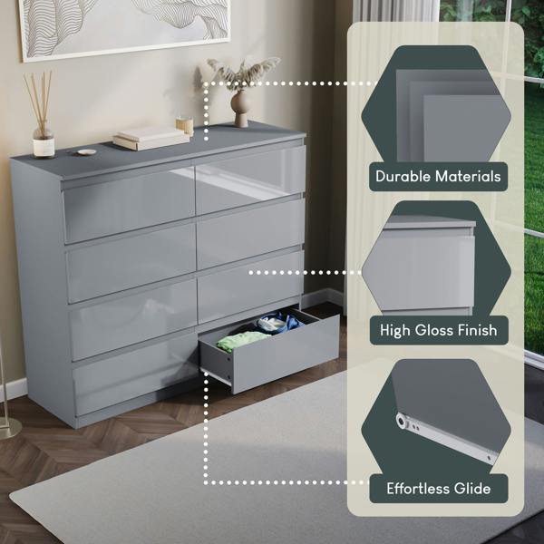 Vida Designs Glinton 8 Drawer Chest, Black