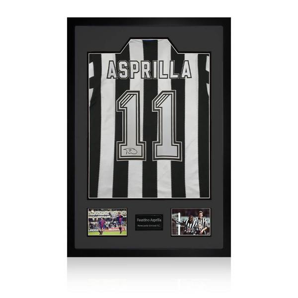 Faustino Asprilla Signed Newcastle United Shirt Premium Frame