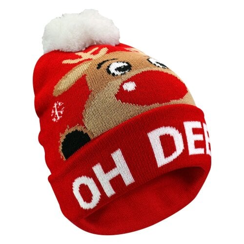 Sock Snob Kids Christmas Bobble Hat Oh Deer Novelty Winter Pom Pom Hat