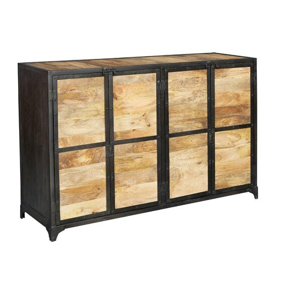 Wyld Haus Oulu Industrial Reclaimed Wood and Metal Vintage TV Unit 2 Doors